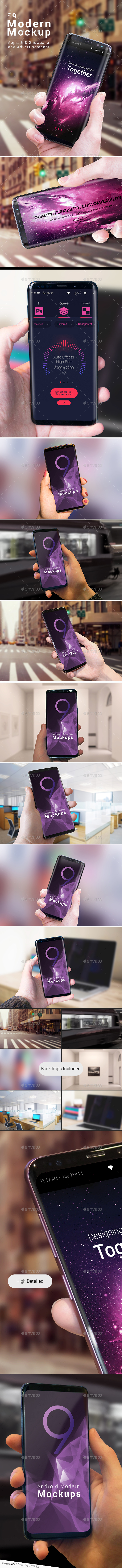 S9 Android Modern Mockups - Advertisements & Apps Ui Showcase
