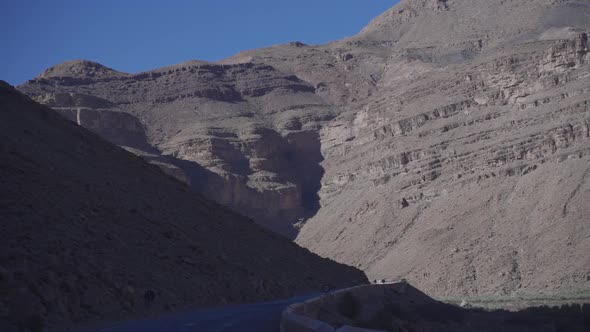 Shot From Car Moving Along Road In Mountainous