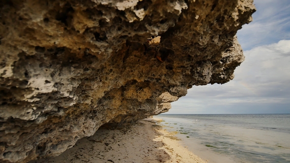 Beautiful Wild Tropical Beach Near Anda with Granite Rocks. Bohol Island. Philippines.