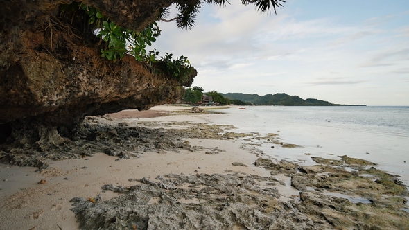 Beautiful Wild Tropical Beach Near Anda with Granite Rocks. Bohol Island. Philippines.