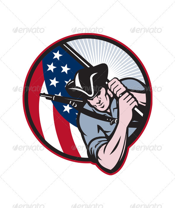 American Patriot Minuteman With Flag