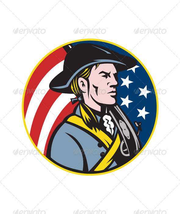 American Patriot Minuteman With Flag