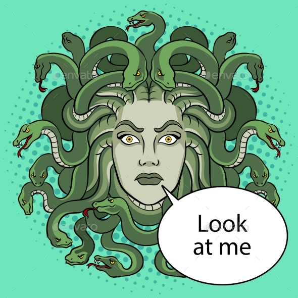 Medusa Greek Myth Creature Pop Art Vector