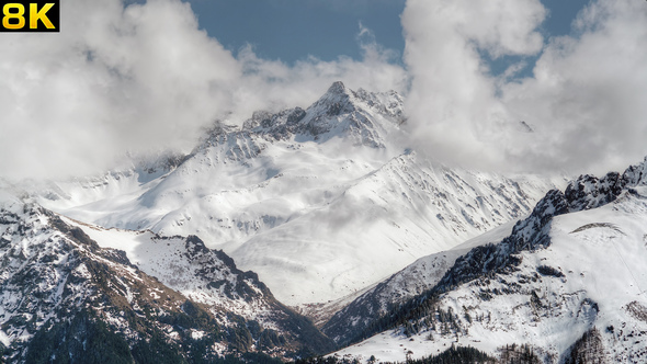 High Snowy Mountain Behind the Valley