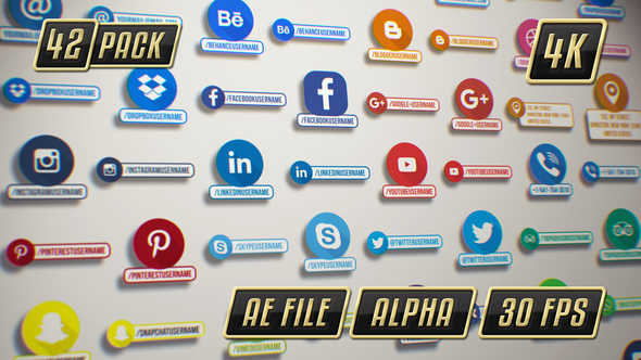 Social Media Icons & Lower Thirds Pack