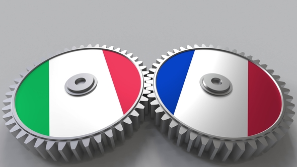 Flags of Italy and France on Meshing Gears alt