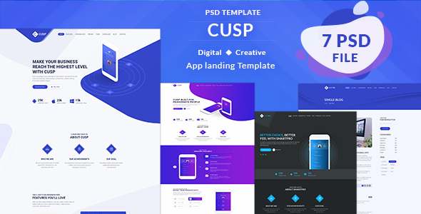 Cusp - App Landing Page PSD