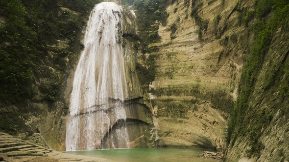 Beautiful Tropical Waterfall. Philippines Cebu Island