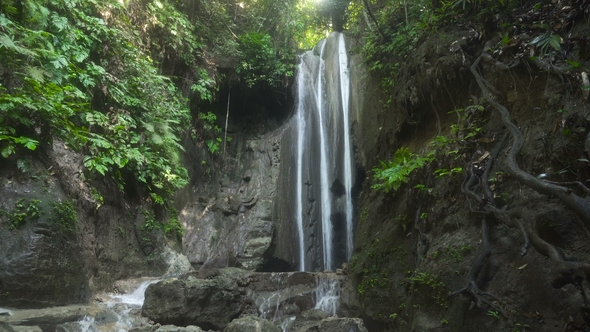 Beautiful Tropical Waterfall. Philippines Cebu Island