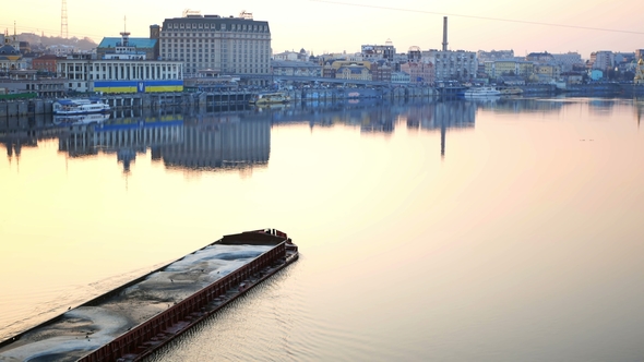 Barge Moving Canal Boat