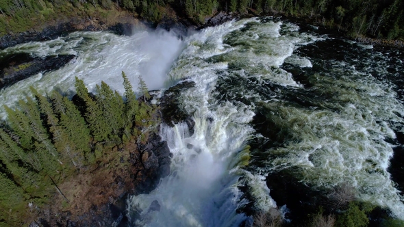 Ristafallet Waterfall in the Western Part of Jamtland