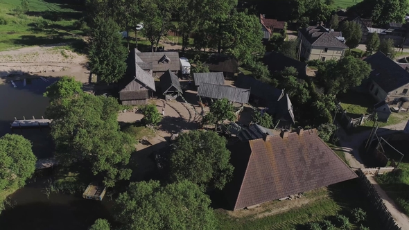 Old Village Drone Flight, Latvia, Architecture Landscape Nature Summer