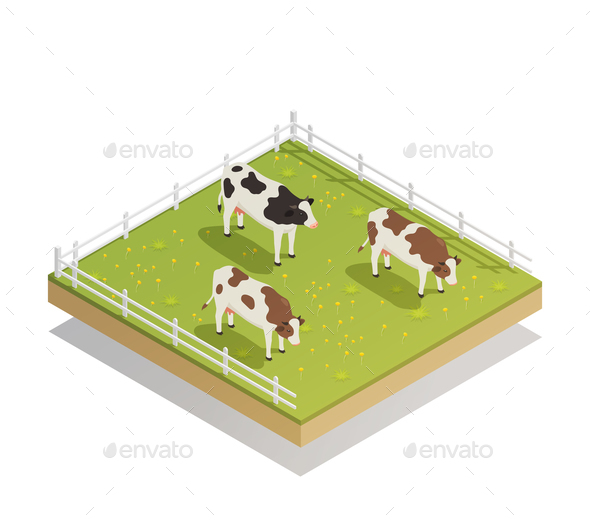 Dairy Pasture Isometric Composition
