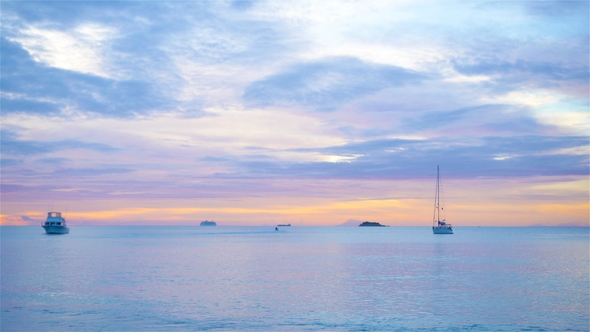Amazing Beautiful Sunset on an Exotic Caribbean Beach