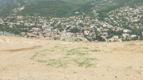 View to Ancient City Mtskheta from Jvari Area in Georgia