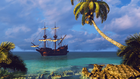 Sailing Ship In The Bay With Clear Water alt