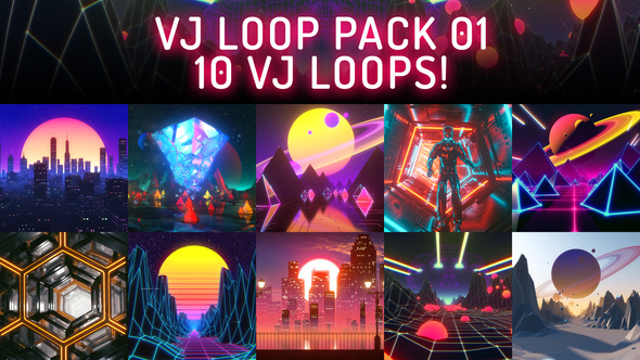 VJ Loops Pack 01 - Retrowave Psychedelic Mix