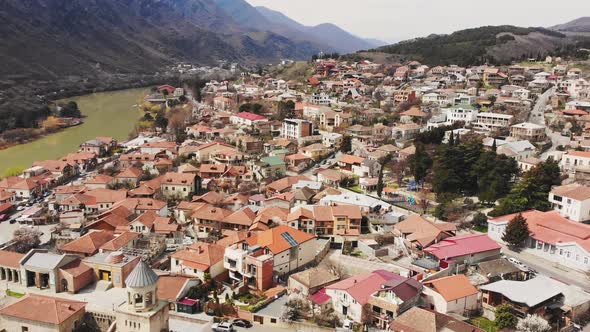 Red Roof Houses In Countryside Georgia, Mtskheta