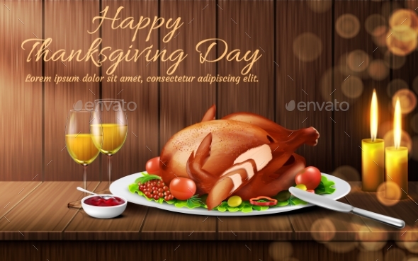 Happy Thanksgiving Day Vector Realistic Background
