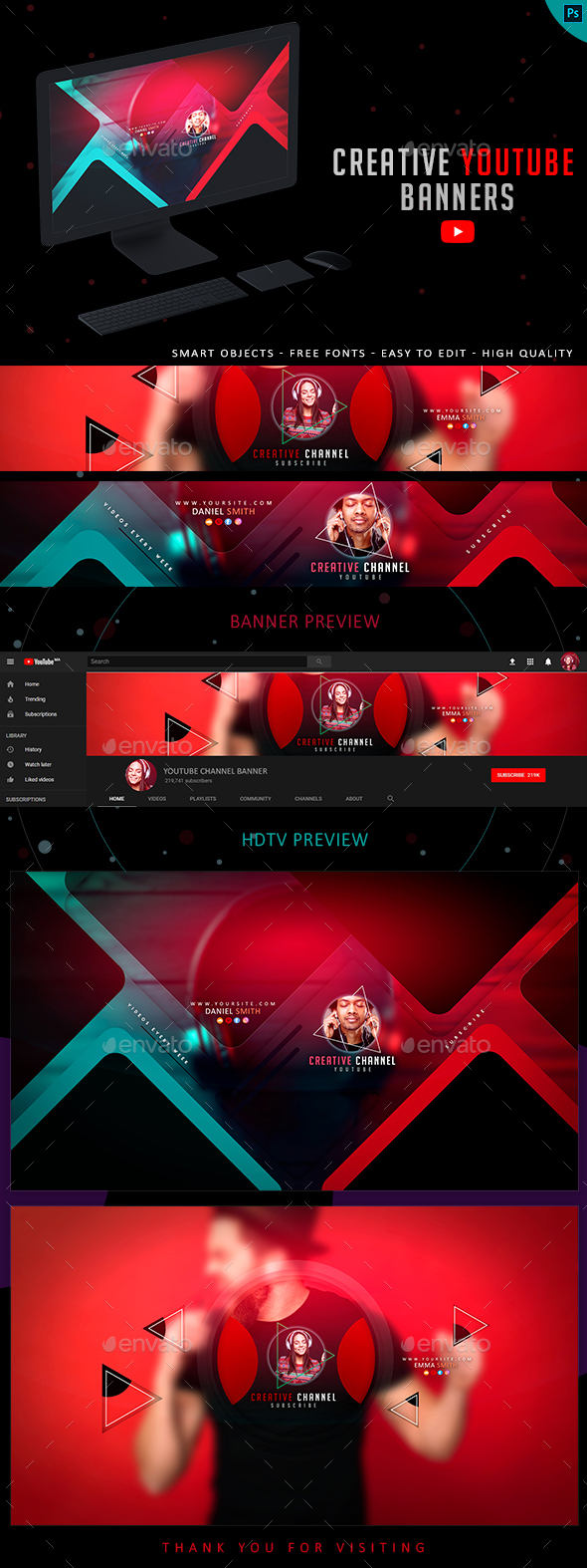Youtube Banners Graphics Designs Templates From Graphicriver