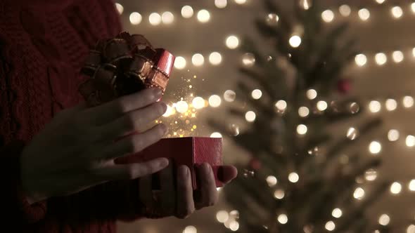 Open Christmas Gift With Magical Lights