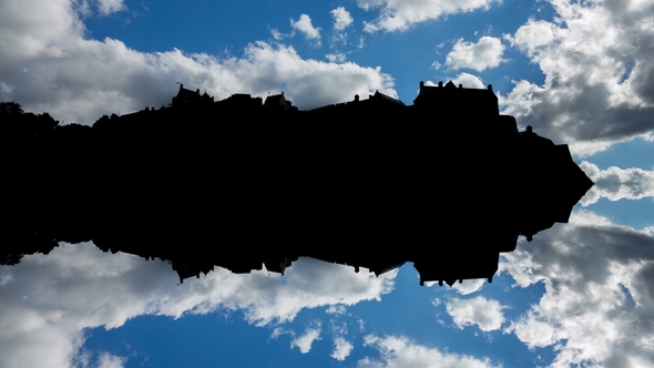 Edinburgh Hill with Castle Backlight Reflection