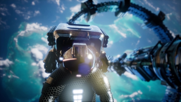 Astronaut and International Space Station alt