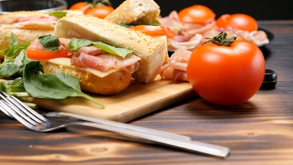 Healthy Delicious Sandwiches on the Kitchen Table