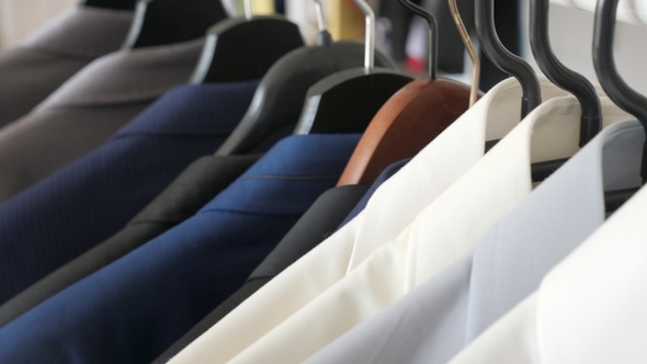 Hanger with Male Busines Suits and Shirt