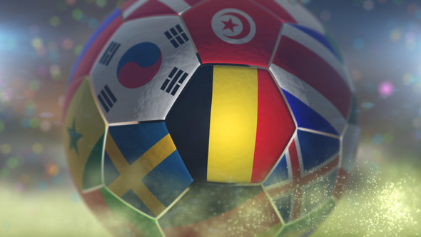 Belgium Flag on a Soccer Ball - Football in Stadium alt