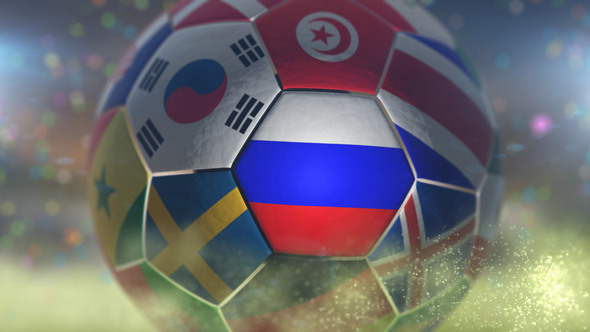 Russia Flag on a Soccer Ball - Football in Stadium alt