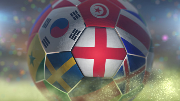 England Flag on a Soccer Ball - Football in Stadium alt