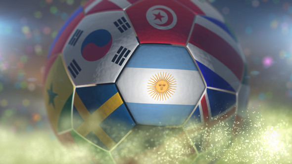 Argentina Flag on a Soccer Ball - Football in Stadium alt