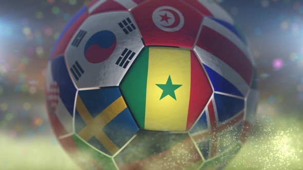 Senegal Flag on a Soccer Ball - Football in Stadium alt