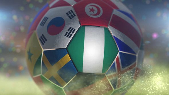 Nigeria Flag on a Soccer Ball - Football in Stadium alt