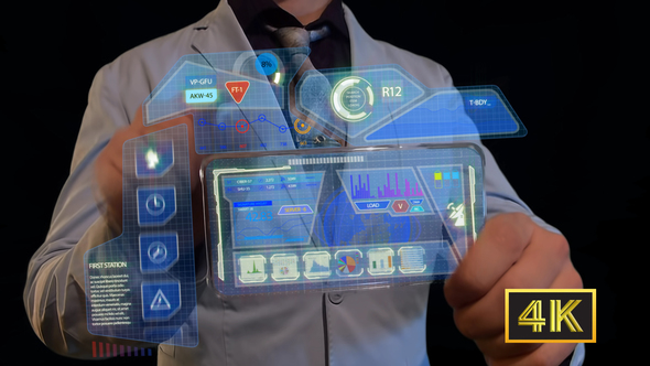 Man with a Futuristic Screen alt