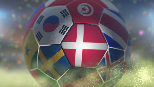 Denmark Flag on a Soccer Ball - Football Fly with Particles alt