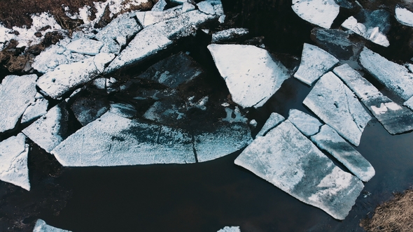 Huge Pieces of Ice on the River During the Ice Debacle