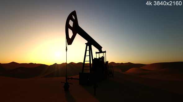 Oil Pump on Sunset 4k