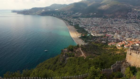 Alanya Castle Alanya Kalesi Aerial View of Mountain and City Turkey