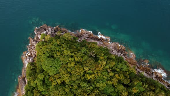 Aerial Drone Footage of Phuket Island in Beautiful Blue Sea with Little Waves in Thailand During Day