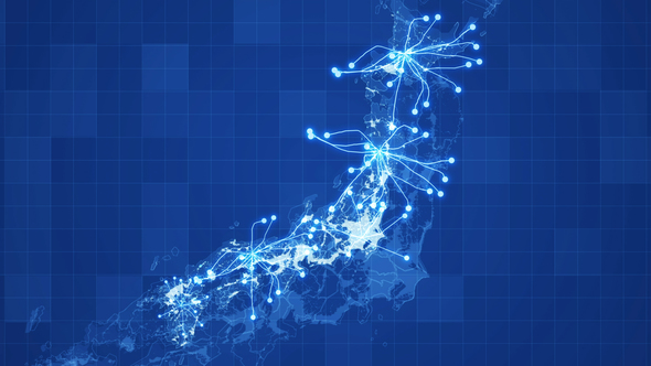 Blue Japan Map Network Rollback 4K
