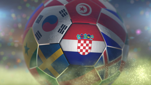 Croatia Flag on a Soccer Ball - Football Fly with Particles alt