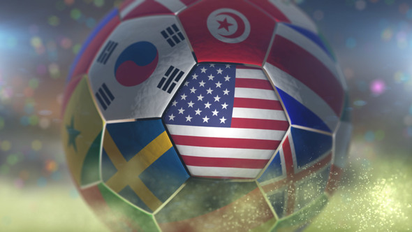 USA Flag on a Soccer Ball - Football in Arena alt