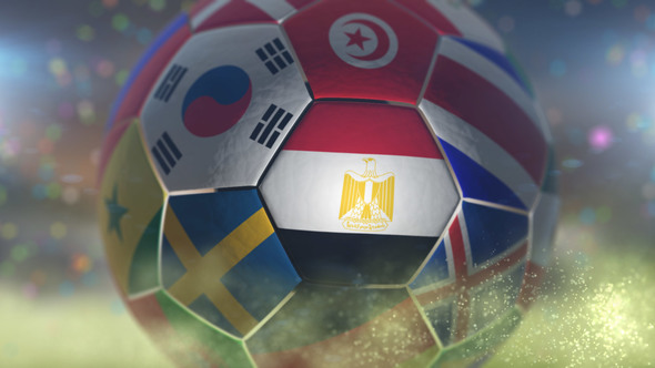 Egypt Flag on a Soccer Ball - Football in Stadium alt