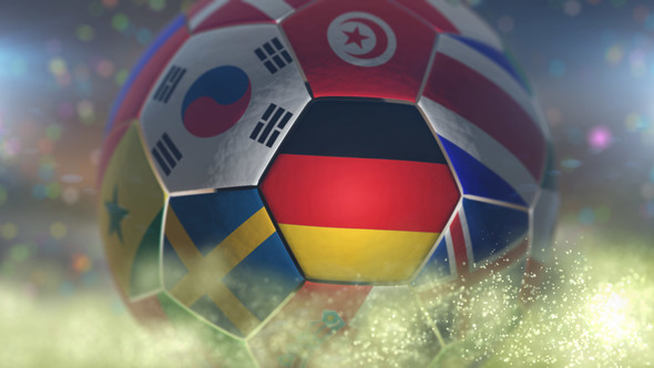 Germany Flag on a Soccer Ball - Football Fly with Particles alt