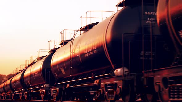 Railway transportation of the fuel, gasoline or oil tank. Loopable animation. HD