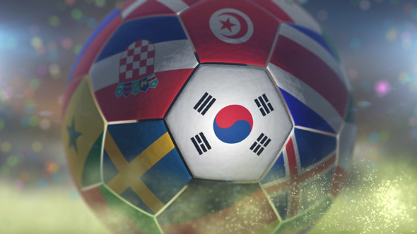 Korea Flag on a Soccer Ball - Football in Stadium alt