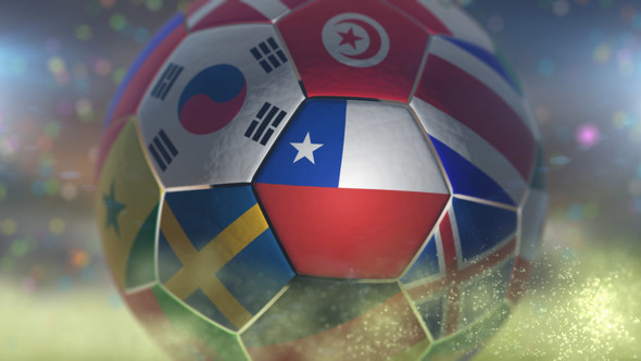 Chile Flag on a Soccer Ball - Football Fly with Particles alt