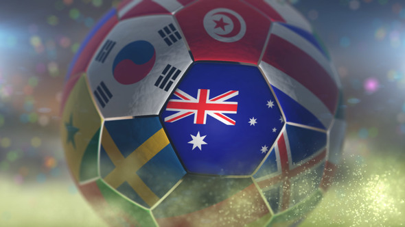 Australia Flag on a Soccer Ball - Football in Stadium alt
